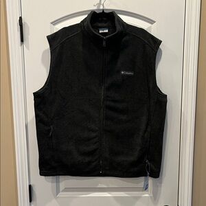 Columbia Dark Gray Sleeveless Fleece Jacket Zip Front Pockets Size XL NEW